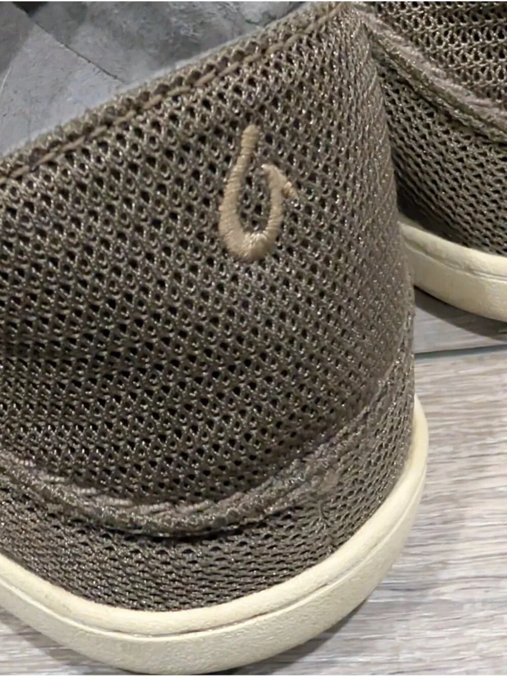 Olukai Nohea Mesh Slip On Shoes Mens Size 12-Mustang Brown/Lime Green Boat Beach